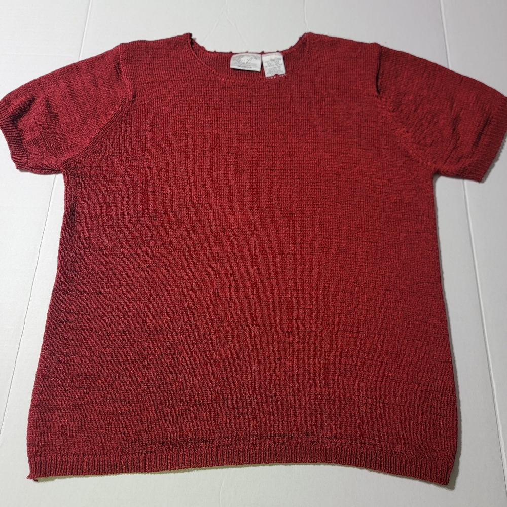 💚 Kathie‎ Lee Women Plus Size 18W/20W Sheer Dark Red Lightweight Sweater